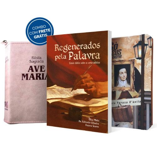 Bíblia Ave Maria Zíper Strike - Rosa + Regenerados pela Palavra + Caderneta Teresa D'Ávila