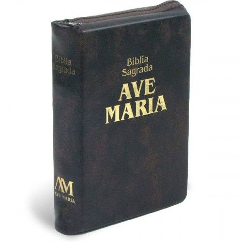 Bíblia Ave Maria Zíper Média Marrom