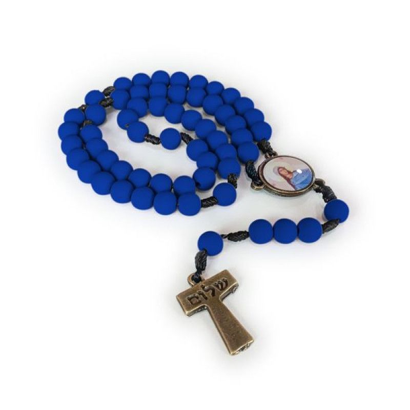 Terço Tau Nossa Senhora Toda Pequena - Azul Escuro