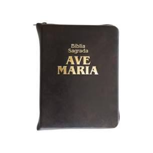 Bíblia Ave Maria Zíper Bolso Marrom