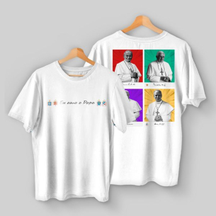 Camisa Unissex Eu amo o Papa - Branca