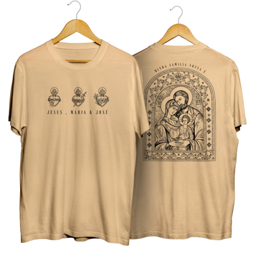 Camisa Unissex Sagrados cora&ccedil;&otilde;es - Bege